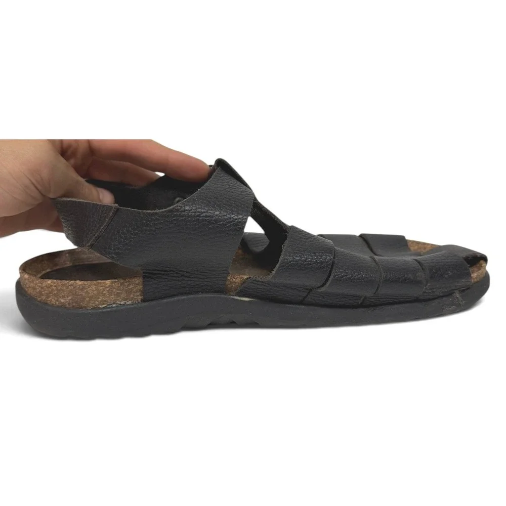 Vintage Dockers Sandals Mens 11.5 Black Fisherman Leather Buckle 90s Italy Made